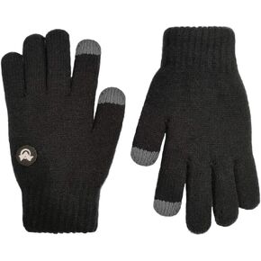 LETHMIK Kids Touchscreen Knit Gloves,Winter Solid Black Children Warm Thick Fleece Lining Gloves in Kuwait
