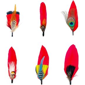 6pcs Red Hat Feathers for Fedora Cowboy Hats Men Women Hats Accessories DIY Crafts Christmas Party Decorations in Saudi Arabia