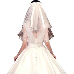 Pangogogo White bridal veil with double rolled edges, 70cm in Kuwait