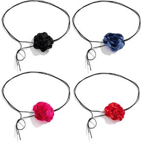 موتريدا مجموعة احزمة زهور كبيرة انيقة قابلة للتعديل من حبل مخملي قابل للتعديل للنساء والفتيات من 4 قطع in Kuwait