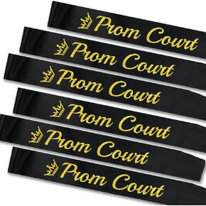 LXYXUUN Prom Royalty Sashes 6 Pack, Glitter Gold Black Prom Royalty Sashes for School Cosplay Pageants Prom Party Dance Graduation Party Favors