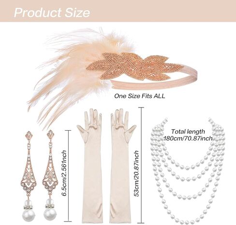 إكسسوارات SAISI 1920s Flapper Gatsby إكسسوارات طافوا 20 مع عصابة رأس شال فلابر تصميم عتيق للنساء in Saudi Arabia