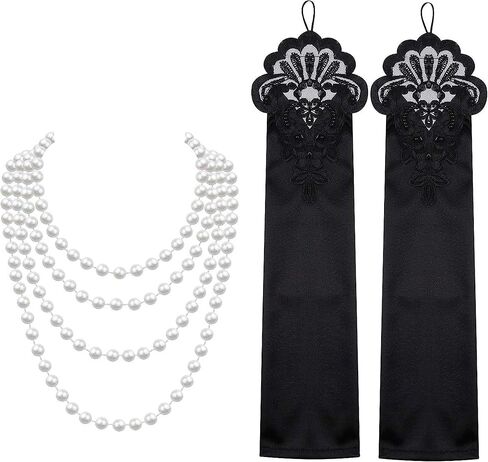 إكسسوارات SAISI 1920s Flapper Gatsby إكسسوارات طافوا 20 مع عصابة رأس شال فلابر تصميم عتيق للنساء in Saudi Arabia