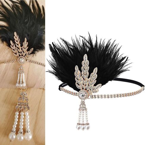 إكسسوارات SAISI 1920s Flapper Gatsby إكسسوارات طافوا 20 مع عصابة رأس شال فلابر تصميم عتيق للنساء in Saudi Arabia