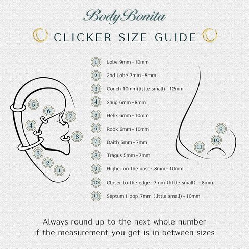 BodyBonita 20G Gold Nose Rings Hoops - 3pcs Surgical Steel Double Hoop Nose Rings Hinged CZ Conch Piercing Jewelry Septum Clicker Lip Rings Cartilage Earring Helix Rook 9mm in Saudi Arabia
