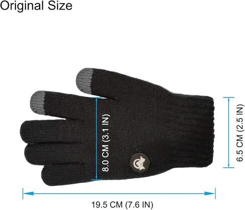 LETHMIK Kids Touchscreen Knit Gloves,Winter Solid Black Children Warm Thick Fleece Lining Gloves in Kuwait