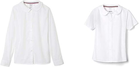 French Toast Girls' Short & Long Sleeve Peter Pan Collar Blouse 2-Pack, White in Saudi Arabia