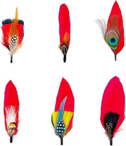 6pcs Red Hat Feathers for Fedora Cowboy Hats Men Women Hats Accessories DIY Crafts Christmas Party Decorations in Saudi Arabia