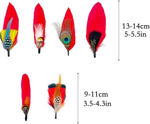 6pcs Red Hat Feathers for Fedora Cowboy Hats Men Women Hats Accessories DIY Crafts Christmas Party Decorations in Saudi Arabia