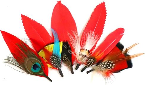 6pcs Red Hat Feathers for Fedora Cowboy Hats Men Women Hats Accessories DIY Crafts Christmas Party Decorations in Saudi Arabia