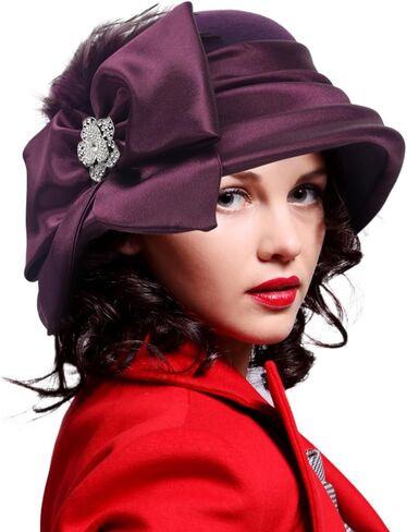 فستان نسائي من Ruphedy مصنوع من الصوف بنسبة 100% وقبعة شتوية للحفلات من عشرينيات القرن العشرين in Kuwait