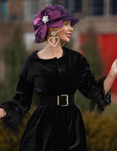 فستان نسائي من Ruphedy مصنوع من الصوف بنسبة 100% وقبعة شتوية للحفلات من عشرينيات القرن العشرين in Kuwait