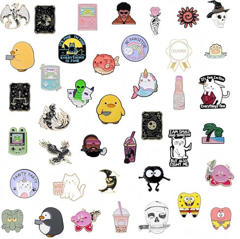 مجموعة 20 قطعة من دبابيس المينا المختلطة، مجموعات دبابيس مينا نباتية أنيمي، دبابيس أزرار تزيين لملابس الظهر والقبعات والسترات، شارات طية صدر السترة المضحكة in Kuwait