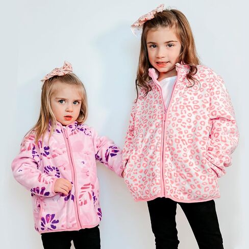 سترة صوف قطبية للفتيات من Big ELEPHANT بسحاب كامل وسميك ودافئ مع جيوب معطف خريف وشتاء للأطفال الصغار in Kuwait