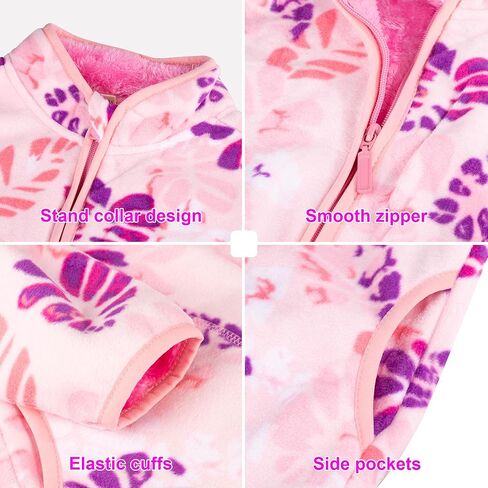 سترة صوف قطبية للفتيات من Big ELEPHANT بسحاب كامل وسميك ودافئ مع جيوب معطف خريف وشتاء للأطفال الصغار in Kuwait