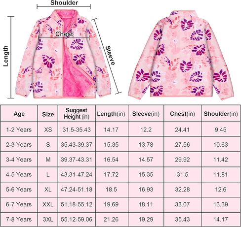 سترة صوف قطبية للفتيات من Big ELEPHANT بسحاب كامل وسميك ودافئ مع جيوب معطف خريف وشتاء للأطفال الصغار in Kuwait