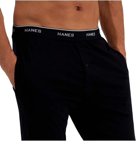 بنطلون Hanes رجالي كبير وطويل من نسيج محبوك كبير وطويل مع مجموعة مطاطية مخططة in Saudi Arabia