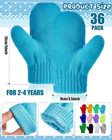 36 Pairs Toddler Magic Stretch Mittens Soft Warm Kids Knit Gloves Toddler Gloves Winter Infant Mittens Crochet Gloves for Boys Girls, Mixed Colors, 2-5years in Saudi Arabia