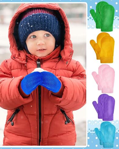 36 Pairs Toddler Magic Stretch Mittens Soft Warm Kids Knit Gloves Toddler Gloves Winter Infant Mittens Crochet Gloves for Boys Girls, Mixed Colors, 2-5years in Saudi Arabia