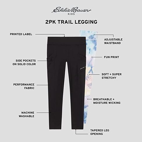 سراويل ضيقة للفتيات من Eddie Bauer - قطعتان من سراويل اليوغا الرياضية - سراويل ضيقة للرقص النشط مع جيوب للفتيات (XS-XL) in Kuwait