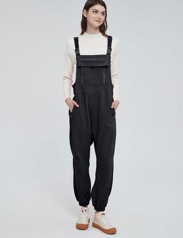 سيك مي افرهول من الصوف للنساء من قطعة واحدة باشرطة بحمالات قابلة للتعديل للتدفئة في الشتاء، سروال تزلج زغبي in Kuwait