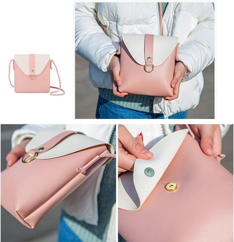 Uilo Zian Small Pu Leather Over Shoulder Handbag Crossbody Bag for Women，Fashion Cell Phone Coin Purse for Girl-Pink in Saudi Arabia