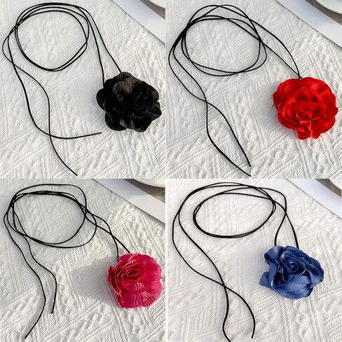 موتريدا مجموعة احزمة زهور كبيرة انيقة قابلة للتعديل من حبل مخملي قابل للتعديل للنساء والفتيات من 4 قطع in Kuwait