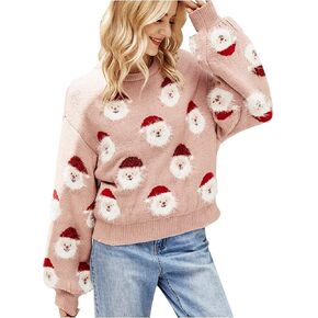 Womens Uglyer Christmas Sweater Funny Santa Xmas Knitted Pullover Tops with Games Surprises for Holiday Parties in Saudi Arabia