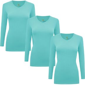 Natural Uniforms Women's Under Scrub Tee V-Neck Long Sleeve T-Shirt-3-Pack in Kuwait