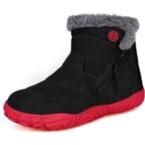 Girls Boys Barefoot Boots Shoes | Minimalist Little Kids/Big Kids Waterproof Ankle Winter Snow Boots | Zero Drop Sole | Slip Resistant