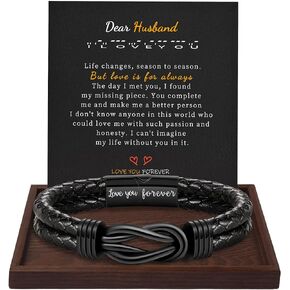 Gifts for Men Leather Bracelet Brown Braided Forever I Love You Gifts for Him Infinity Cuff Bracelets Birthday Gifts for Boyfriend Son Grandson Husband Dad Mens Fathers Day Gift