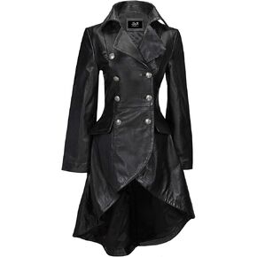 SNA Collection Ladies Women’s Real Leather Black Gothic Jacket Fitted Victorian Style Lace Back Coat in Saudi Arabia