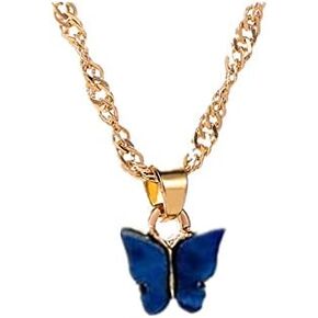 قلادة YUANYIJIA للسيدات 18 قيراط كنز أزرق على شكل فراشة، سلسلة طوق عصرية مشهورة ومتعددة الاستخدامات in Kuwait