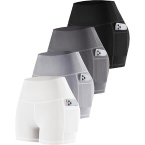 CHRLEISURE Spandex Yoga Biker Shorts with Pockets for Women, 3'' / 5'' / 8'' Workout Booty Shorts