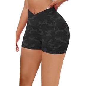 Vertvie Gym Shorts Women Cross Waist Workout Shorts 3.1" / 9.4'' -High Waisted Yoga Booty Shorts with Pockets Buttery Soft in Kuwait