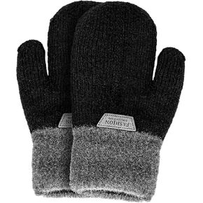 FGSS Kids Winter Stretch Knitted Mittens - Thick Warm Gloves for Boys Girls 4-7Yrs