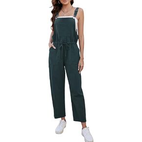 UANEO وزرة نسائية من الكتان فضفاضة تناسب مريلة واسعة الساق من القطن فضفاضة مع جيوب in Kuwait