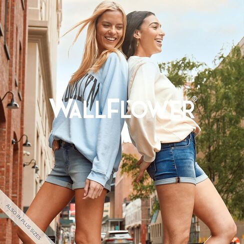 WallFlower Women's Pull on Bermuda Denim Shorts High-Rise Insta Soft Juniors (Available in Plus Size) in Saudi Arabia