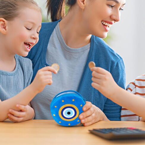 محفظة عملات معدنية مخملية بتصميم عين الحسد من ايكوديس، محفظة عملات معدنية صغيرة لطيفة، محفظة فضفاضة دائرية، عين الحسد زرقاء، هدية زينة تركية للبنات والنساء in Kuwait