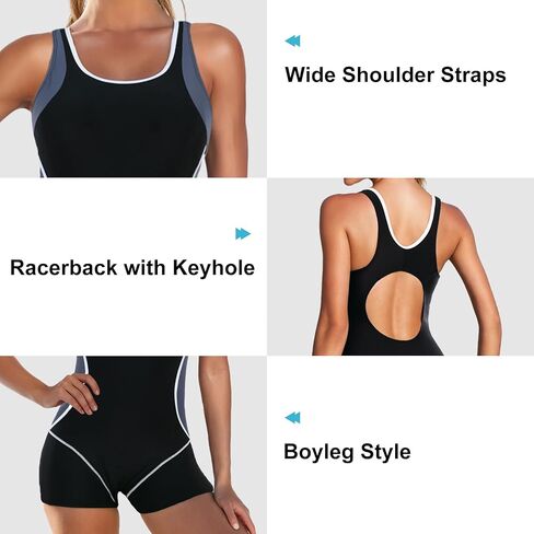 Zando One Piece Swimsuit Women Boyleg Swimsuits for Women One Piece Tummy Control Bathing Suit Sporty Boyshorts Swimwear in Saudi Arabia