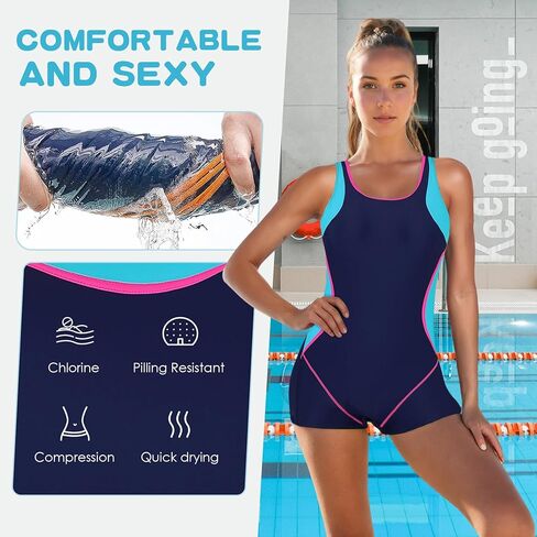 Zando One Piece Swimsuit Women Boyleg Swimsuits for Women One Piece Tummy Control Bathing Suit Sporty Boyshorts Swimwear in Saudi Arabia