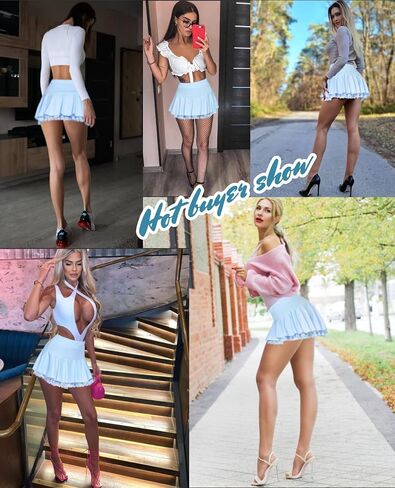 Avidlove Women Pleated Mini Skirt Sexy Lace Ruffle Solid Skirt Lingerie Short Skirts in Saudi Arabia
