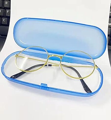 Nadasha Santa Eyeglasses Old Man Cosplay Gold Round Circle Frame Clear Lens Santa Claus Glasses (One Size Fits Most Adults) (Gold) in Saudi Arabia