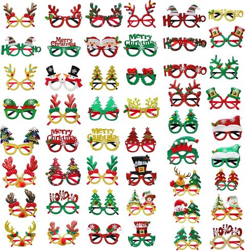 conehoy 50 جهاز كمبيوتر شخصى عيد الميلاد بريق حزب نظارات إطارات عيد الميلاد ديكور نظارات إطارات متعة نظارات حزب ملحق للجنسين زي النظارات الإطار لحفلات عيد الميلاد زينة عطلة تفضل in Kuwait
