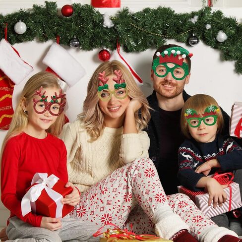 conehoy 50 جهاز كمبيوتر شخصى عيد الميلاد بريق حزب نظارات إطارات عيد الميلاد ديكور نظارات إطارات متعة نظارات حزب ملحق للجنسين زي النظارات الإطار لحفلات عيد الميلاد زينة عطلة تفضل in Kuwait