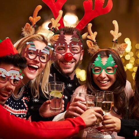 conehoy 50 جهاز كمبيوتر شخصى عيد الميلاد بريق حزب نظارات إطارات عيد الميلاد ديكور نظارات إطارات متعة نظارات حزب ملحق للجنسين زي النظارات الإطار لحفلات عيد الميلاد زينة عطلة تفضل in Kuwait