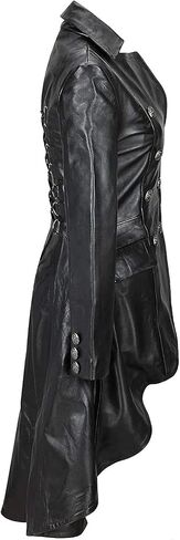 SNA Collection Ladies Women’s Real Leather Black Gothic Jacket Fitted Victorian Style Lace Back Coat in Saudi Arabia