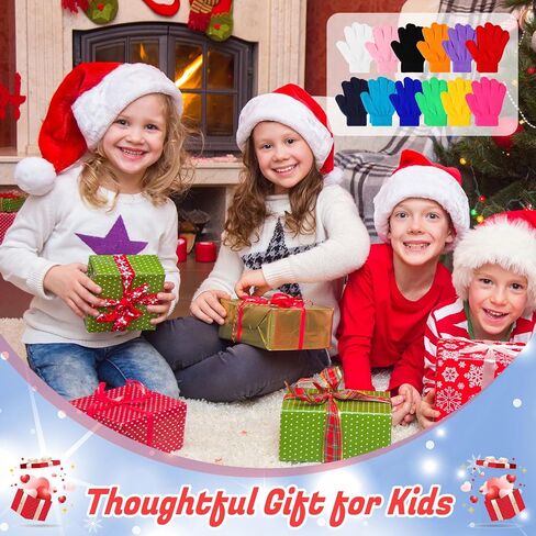 Handepo 200 Pairs Kids Gloves Bulk Children Winter Knitted Gloves Colorful Stretchy Full Finger Gloves for Homeless Donation Boys Girls Winter Christmas Gifts in Saudi Arabia