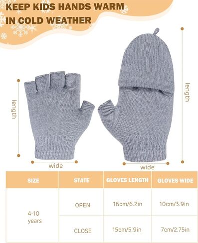 ONESING 3 أزواج من قفازات الأطفال بدون أصابع مع غطاء القفاز قفازات متماسكة قابلة للتحويل للأطفال قفازات بدون أصابع للأولاد والبنات in Kuwait