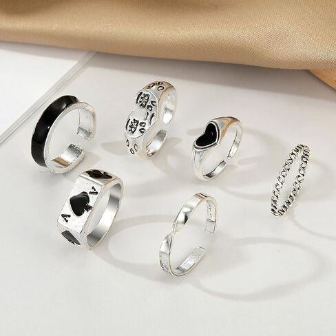 VKME 25 جهاز كمبيوتر شخصى خمر الفضة المفصل خواتم مجموعة للنساء الفتيات، البوهيمي تكويم المشتركة البنصر مجموعات، Y2K أزياء لطيف الرجعية ميدي خواتم حزمة العصرية لذيذ المجوهرات هدية in Kuwait